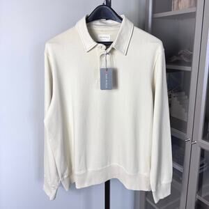 Far Afield Mondo Rugby Stone Beige Polo Sweatshirt 5 NEW Collar Long Sleeve XXL